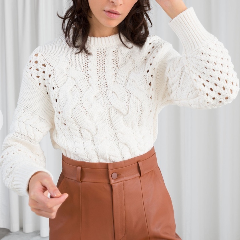 & Other Stories Chunky Cable Knit Mock Neck Sweater